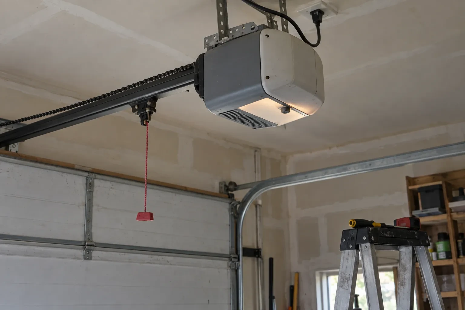 Illustrative garage doors scene; not an actual job