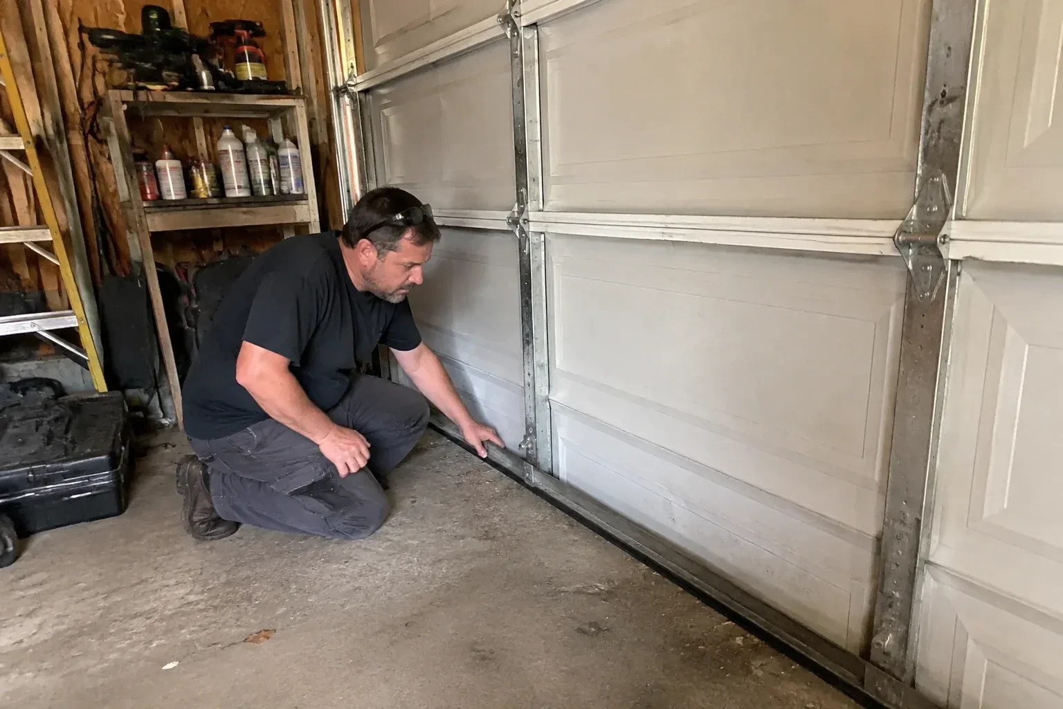 Illustrative garage doors scene; not an actual job — Garage Door Roller Replacement, Grimsby